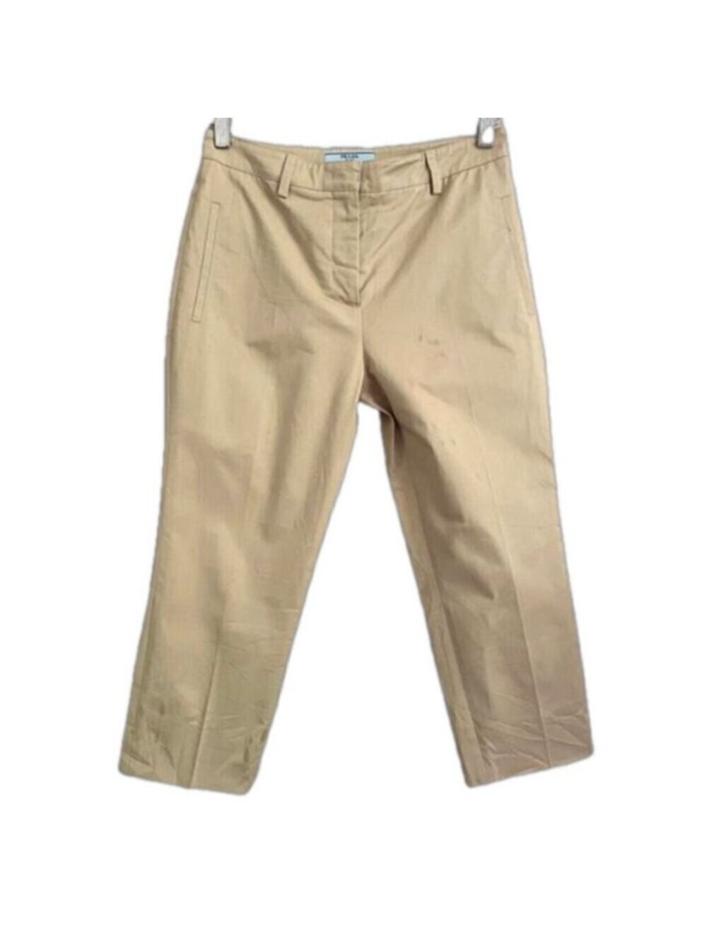 Prada Khaki Straight Leg Cotton Crop Capri Pants - 8 / Medium - Picture 2 of 14